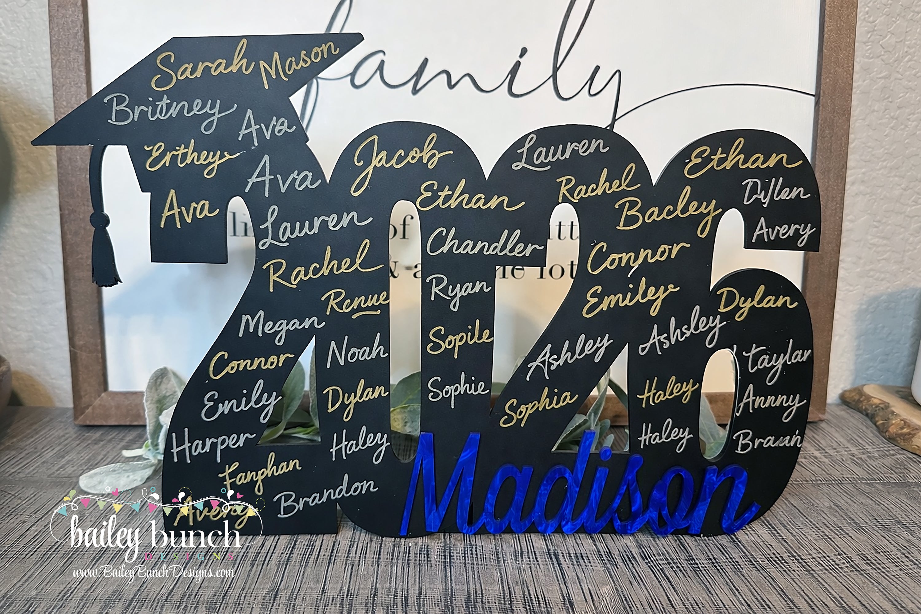 Personalized Class of 2026 graduation guest book sign with graduate name.
