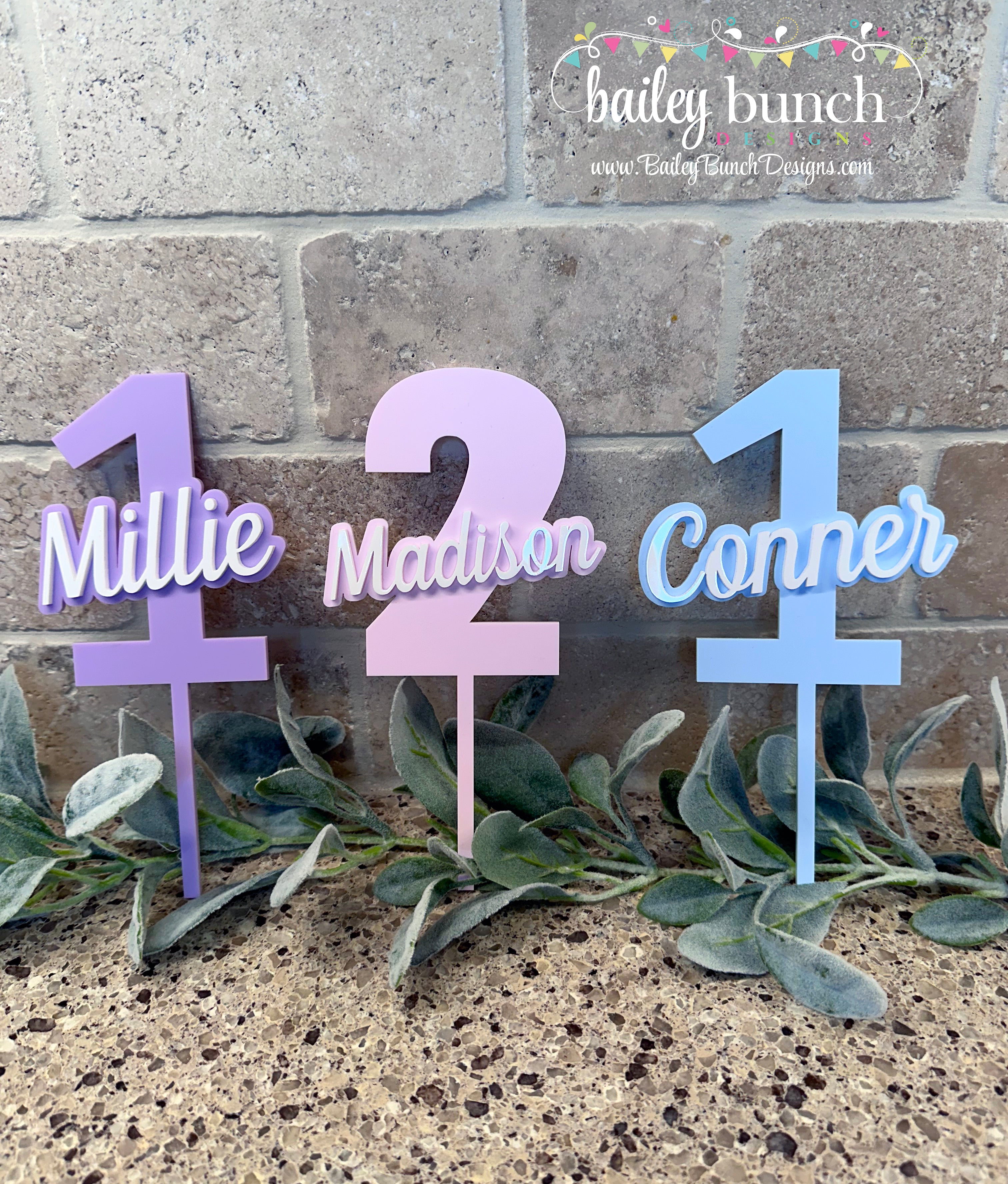 Personalized Cake Toppers with Age and Name