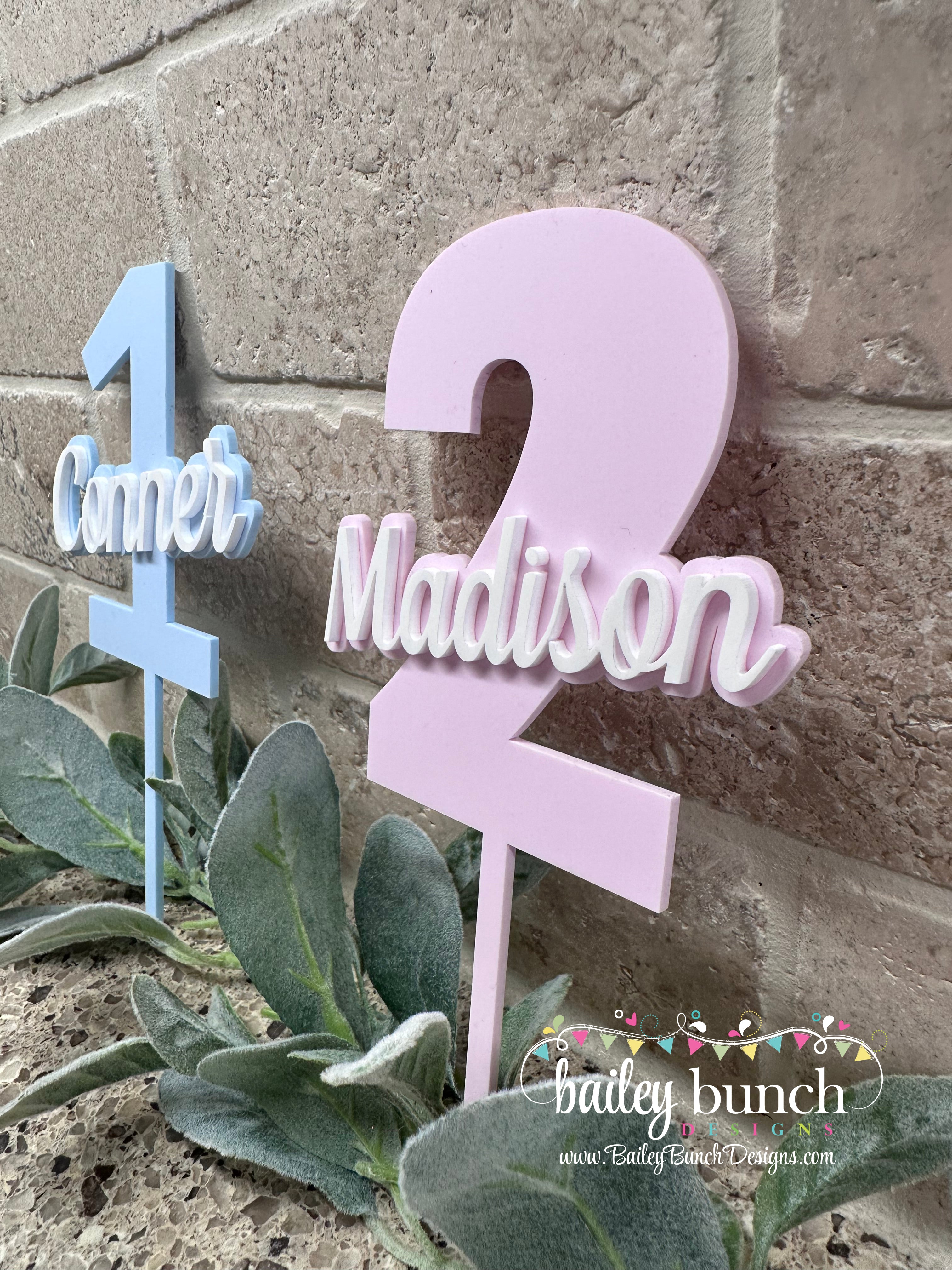 Personalized Cake Toppers with Age and Name