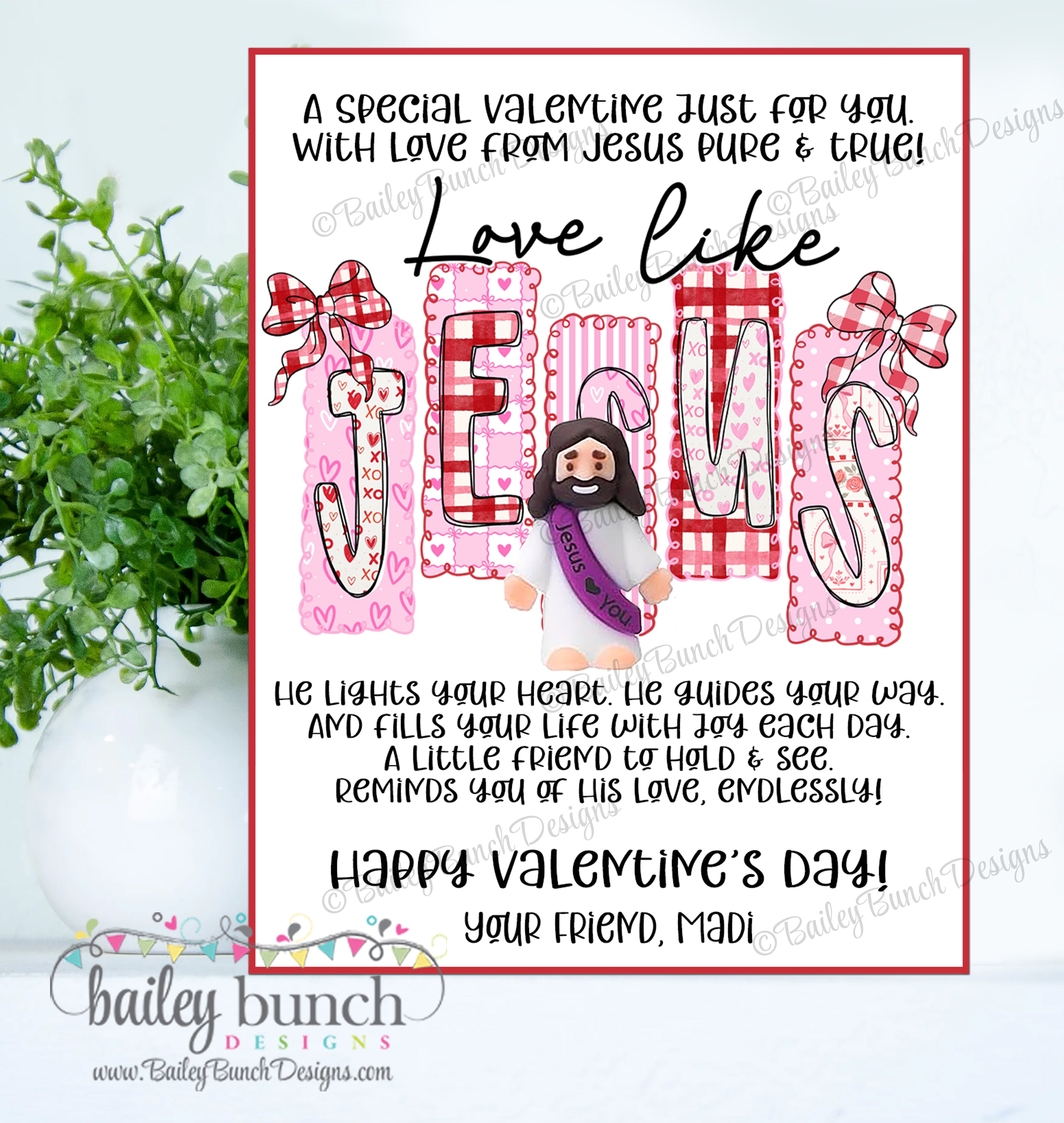 Digital Valentine Download Jesus Card Printable Religious Collection Faith Based Classroom Exchange Sunday School Activity Christian Teaching Resource Children Ministry Material Love Theme Holiday Celebration Church Event Kids Valentine