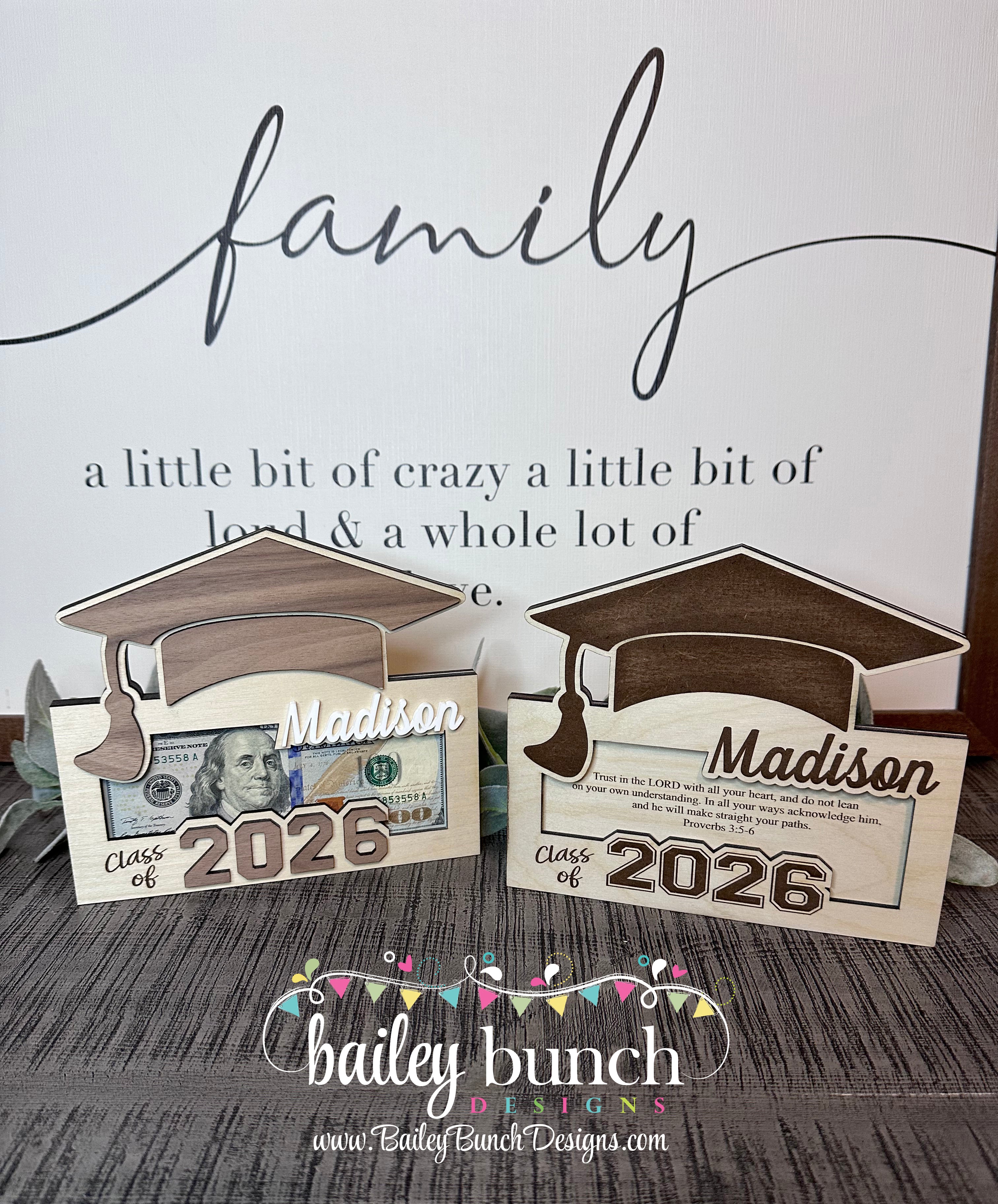 Graduation Gift Money Holder, 2026, personalized with name.
