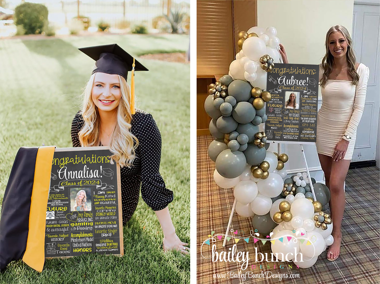 Celebrate Achievements with Bailey Bunch Designs: Class of 2024 Graduation Chalkboard