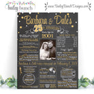 Elegant black chalkboard-style anniversary poster with ‘25th Wedding Anniversary’ in gold and white text, designed to display couple’s names and wedding date