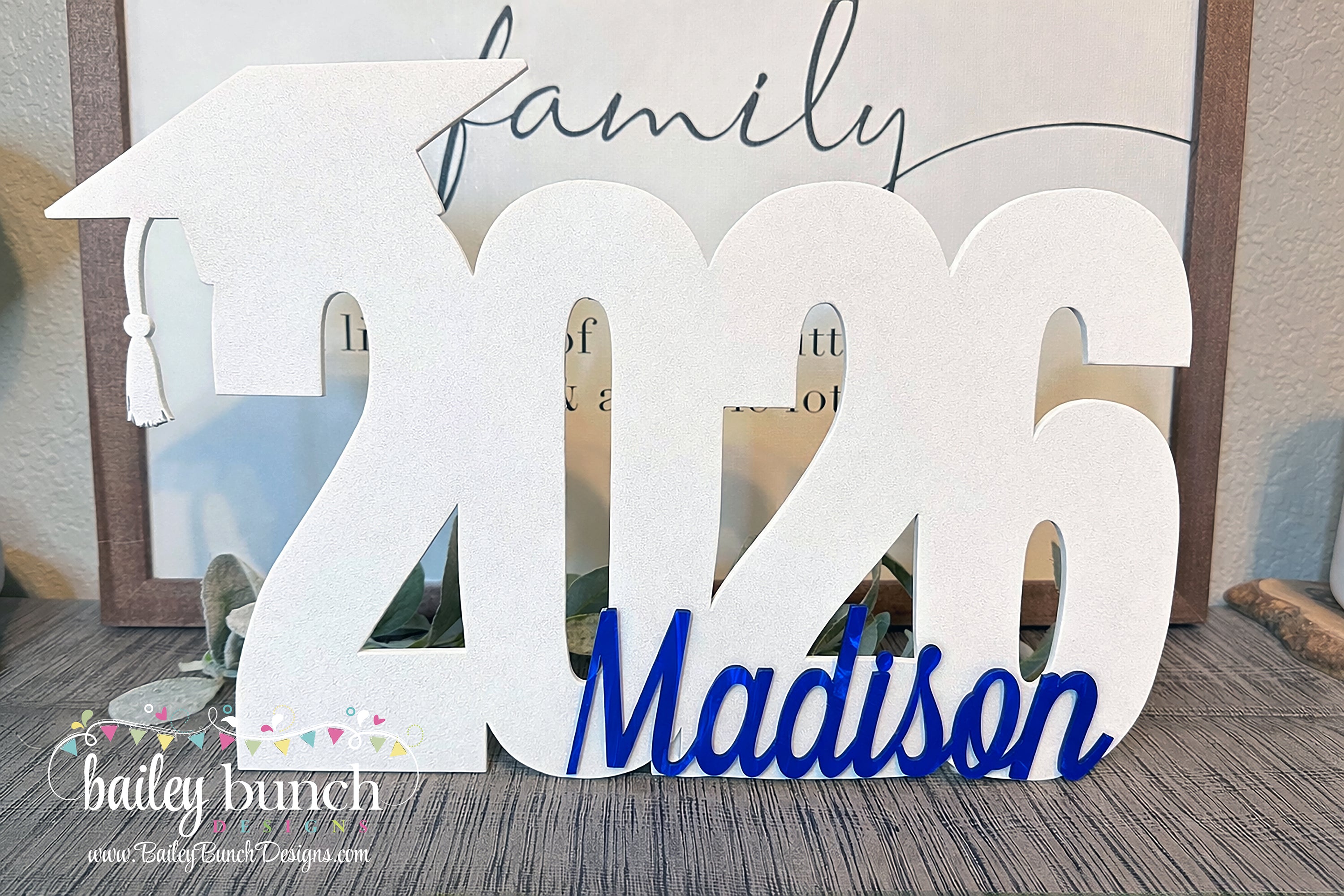 Personalized Class of 2026 graduation guest book sign with graduate name.