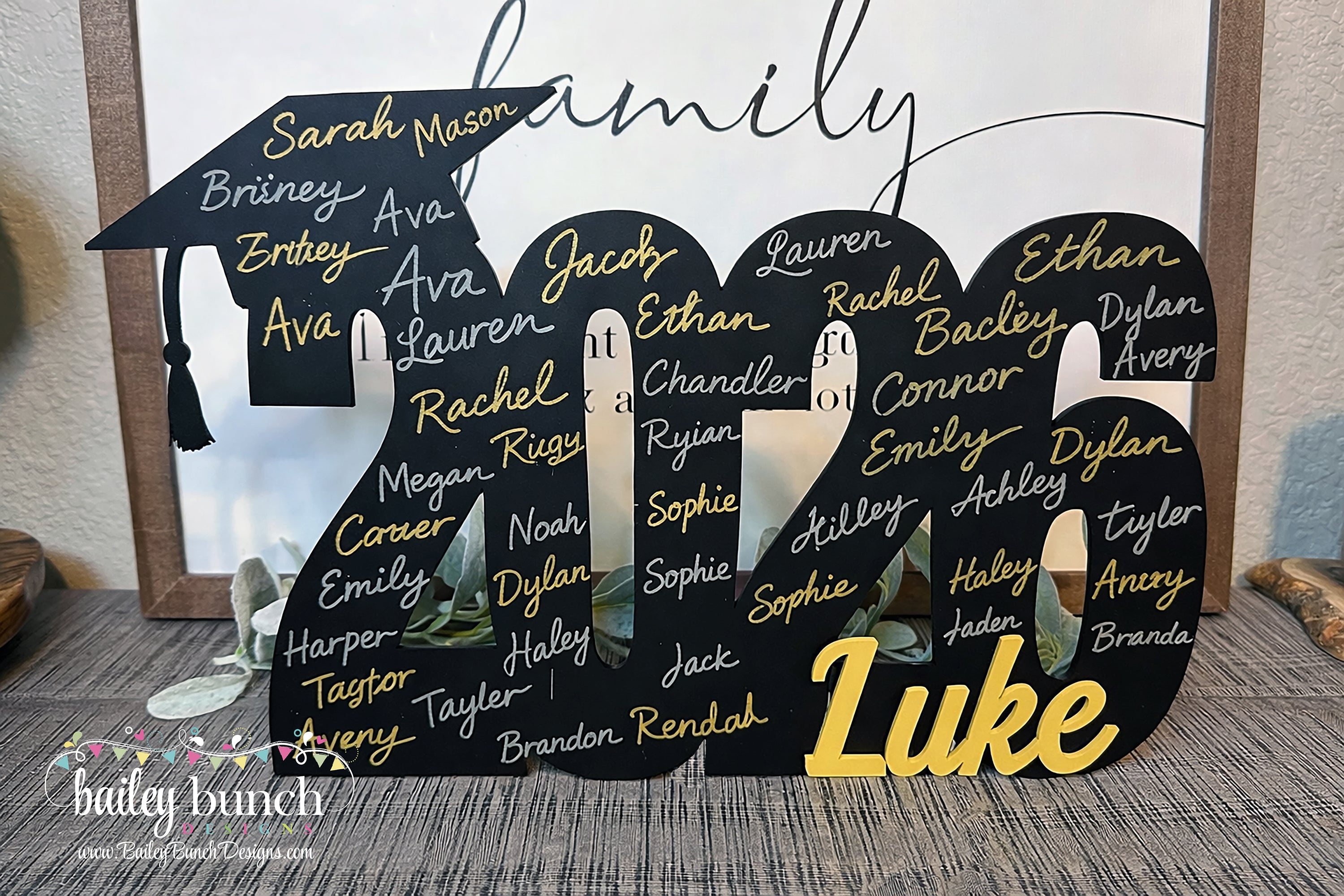 Personalized Class of 2026 graduation guest book sign with graduate name.