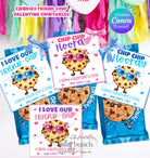 Valentine's Day cards with cookie graphics and text on a white background