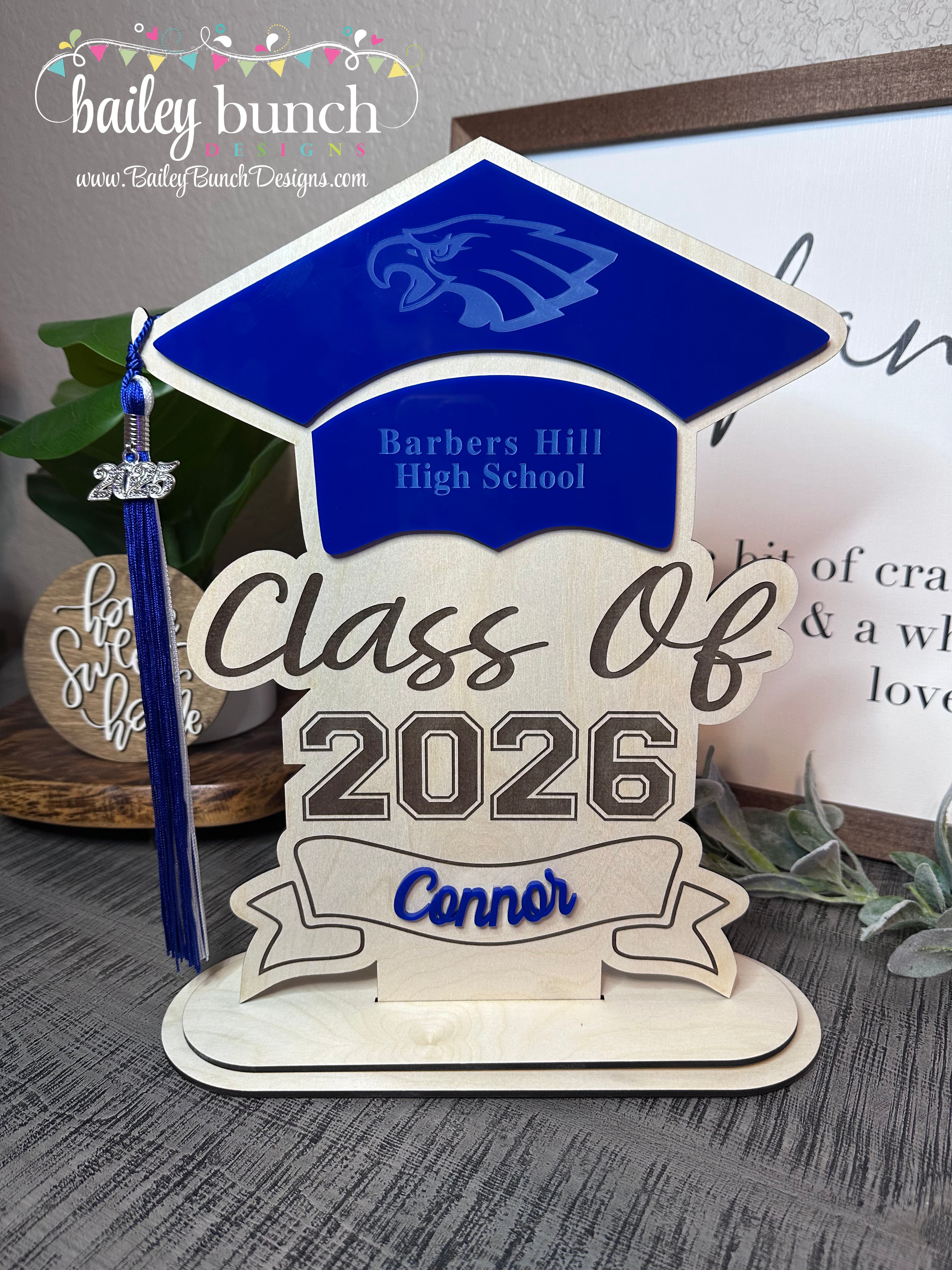 Graduation tassel holder - Barbers Hill Eagles, Class of 2026, Personalized with student name.