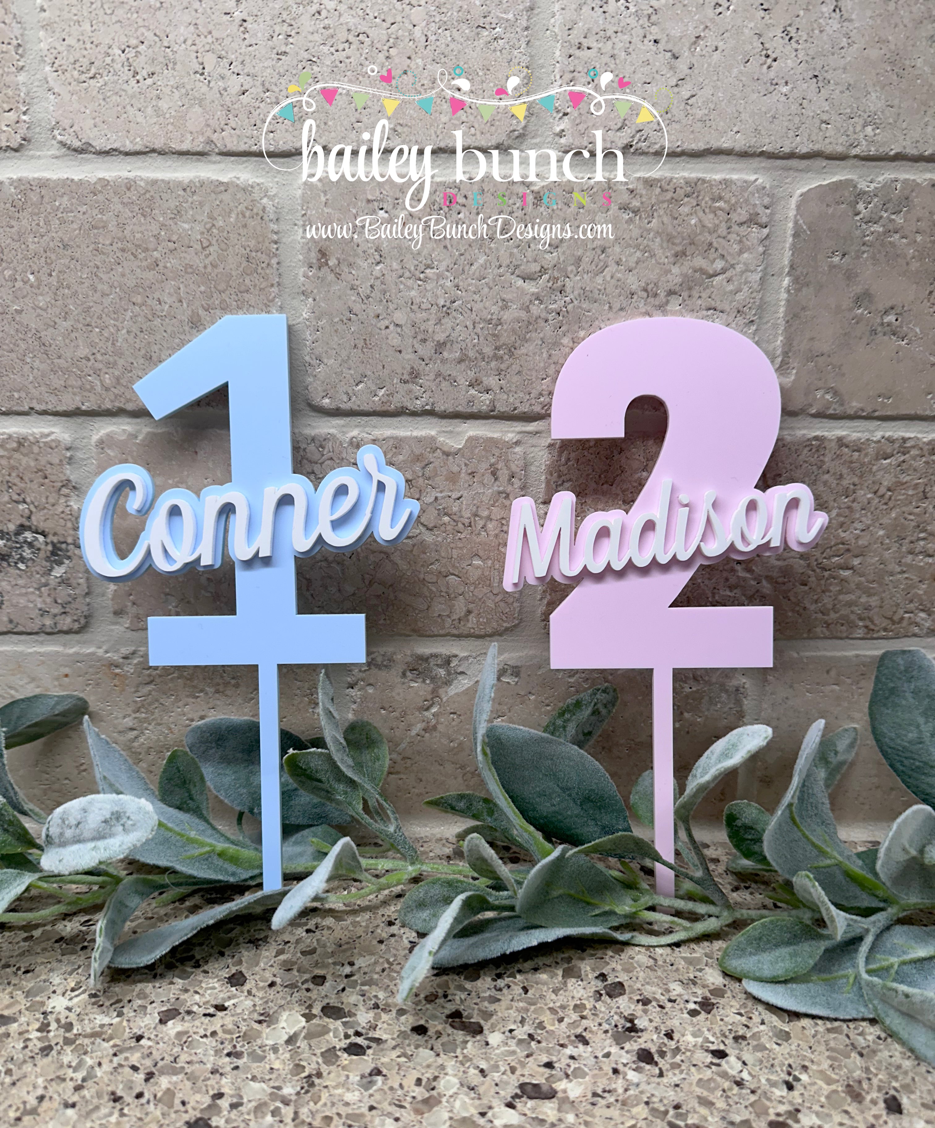 Personalized Cake Toppers with Age and Name