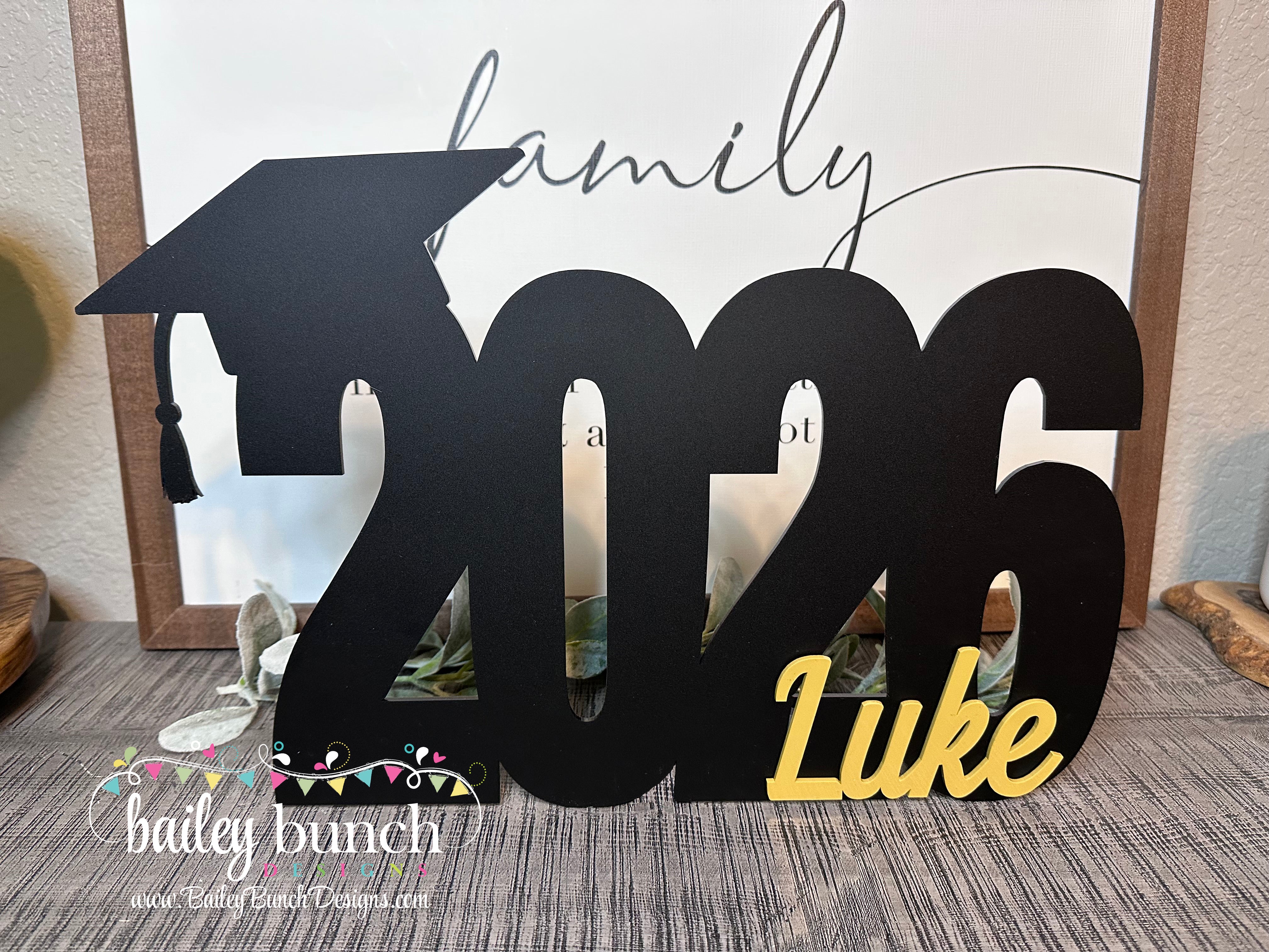 Personalized Class of 2026 graduation guest book sign with graduate name.