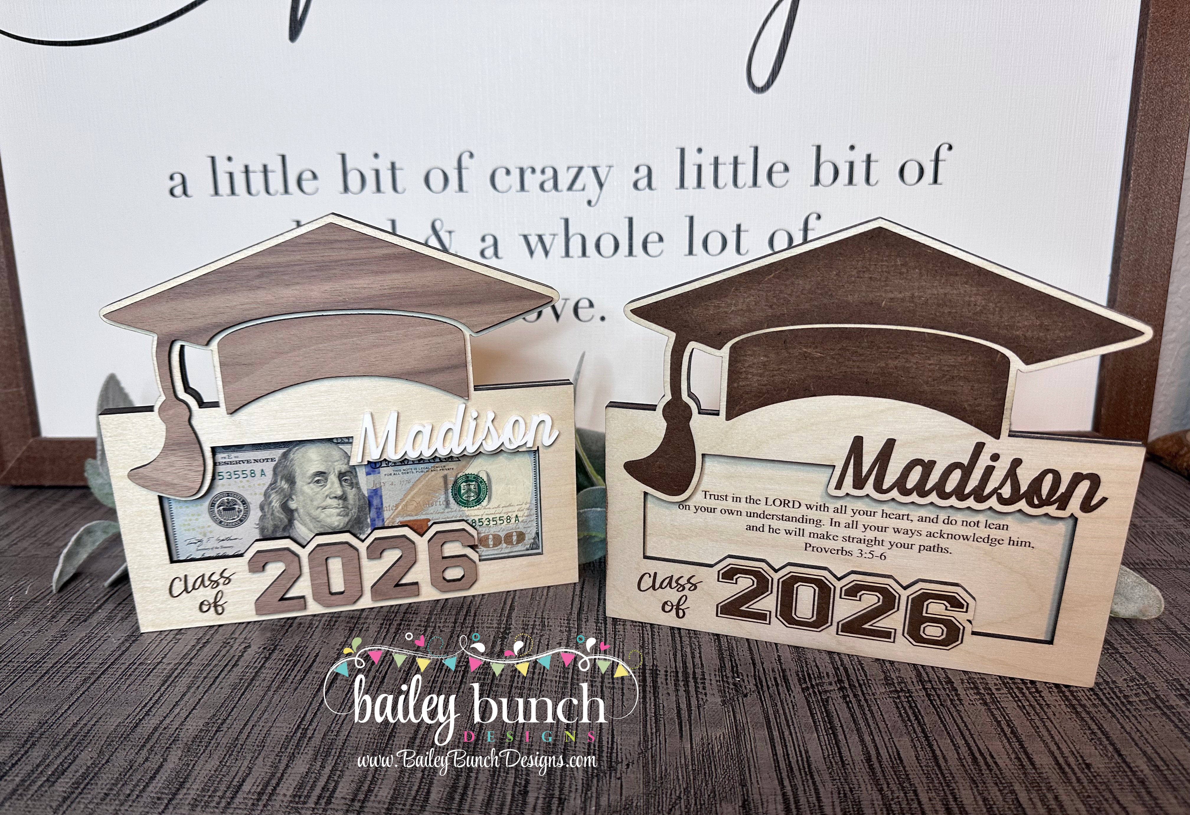 Graduation Gift Money Holder, 2026, personalized with name.