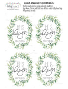 Printable He Is Risen Easter cards PDF file with four faith-based cards on one page ready to print and cut