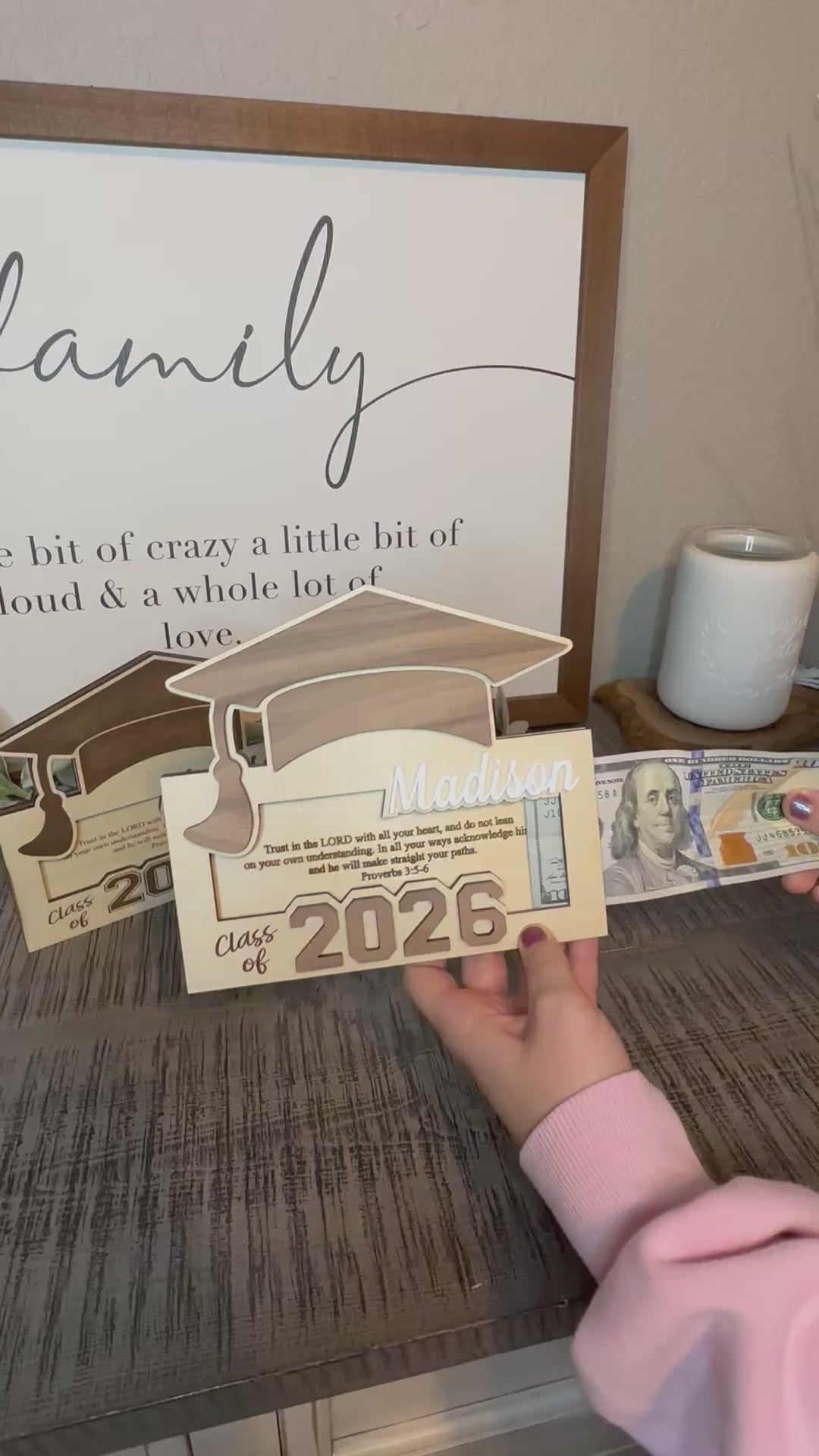 Graduation Gift Money Holder, 2026, personalized with name.